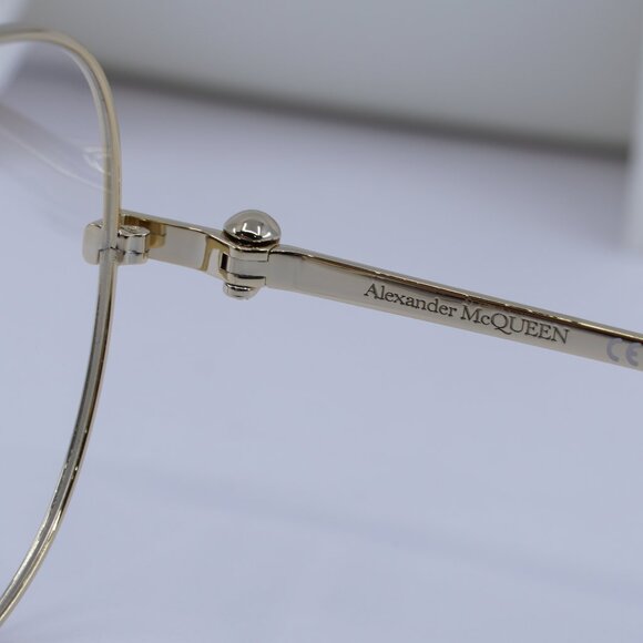 Alexander McQueen AM0260O 001 Aviator Eyeglasses 61mm - Gold - Picture 6 of 10